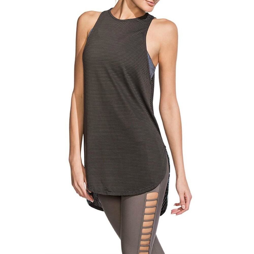 Maaji Activewear Silky Striped Tank Black Size Medium